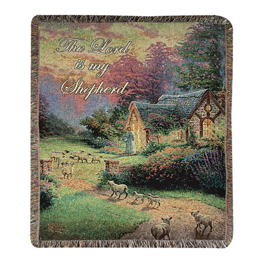 Thomas Kincade-Good Shepherd's Cottage Tapestry Throw 50x60 Woven Throw