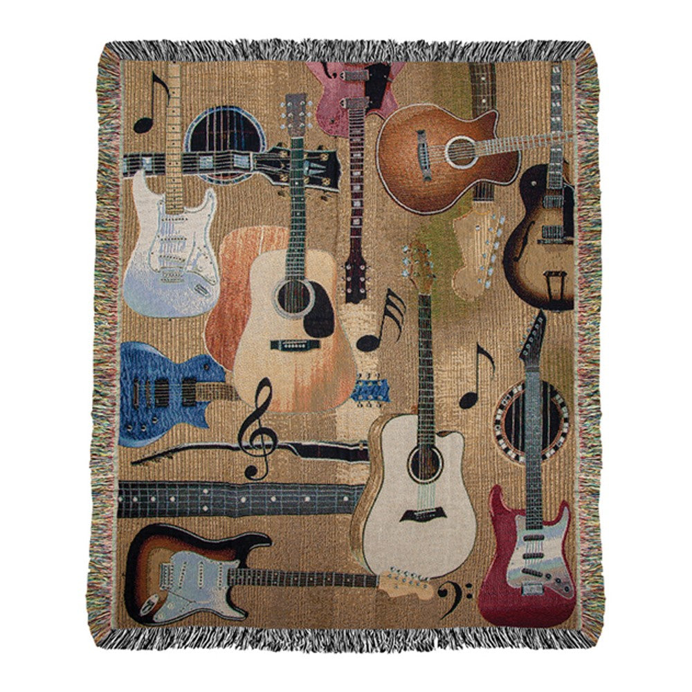 Guitar Collage 50X60 Woven Tapestry Throw