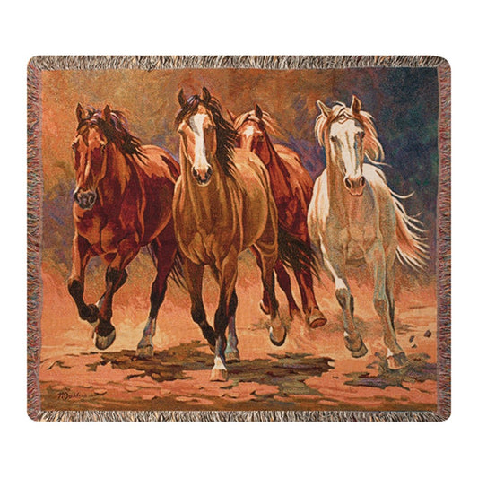 Hoofbeats & Heartbeats-60x50 Woven Tapestry Throw