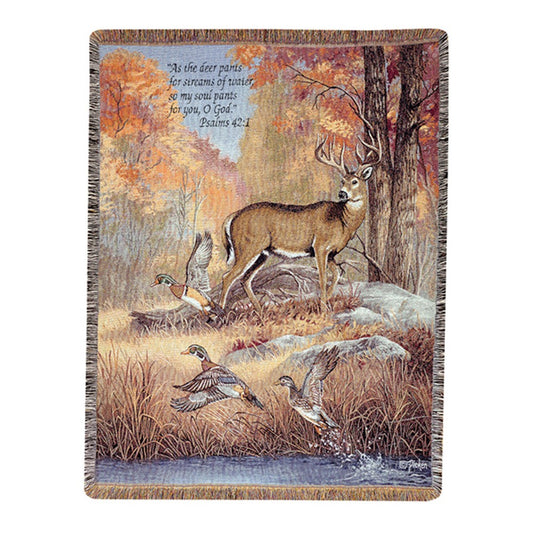 Fur Feathers & Fall w/ Verse-50X60-Woven Tapestry Throw