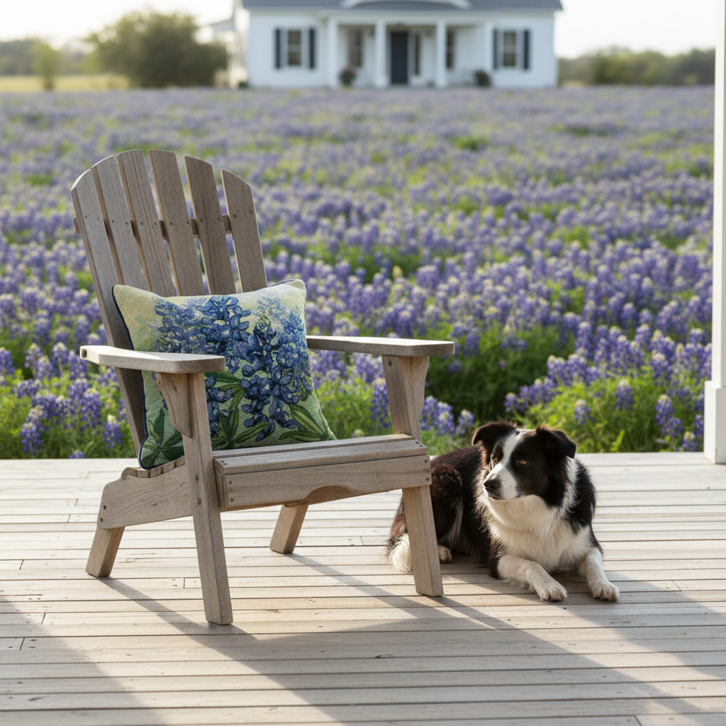 Blue Bonnet Tapestry Pillow 17"