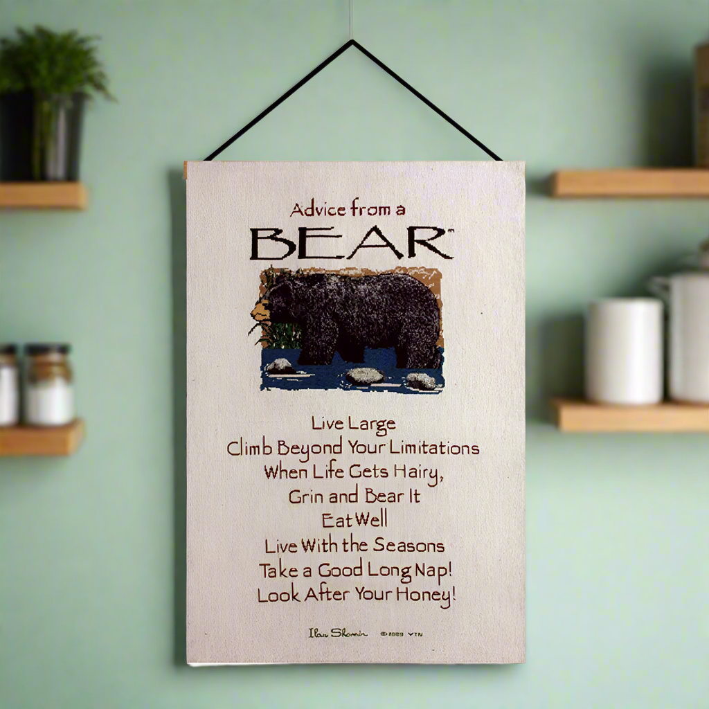 Advice From A Bear Wall Hanging 17x26 inch Tapestry with hanger