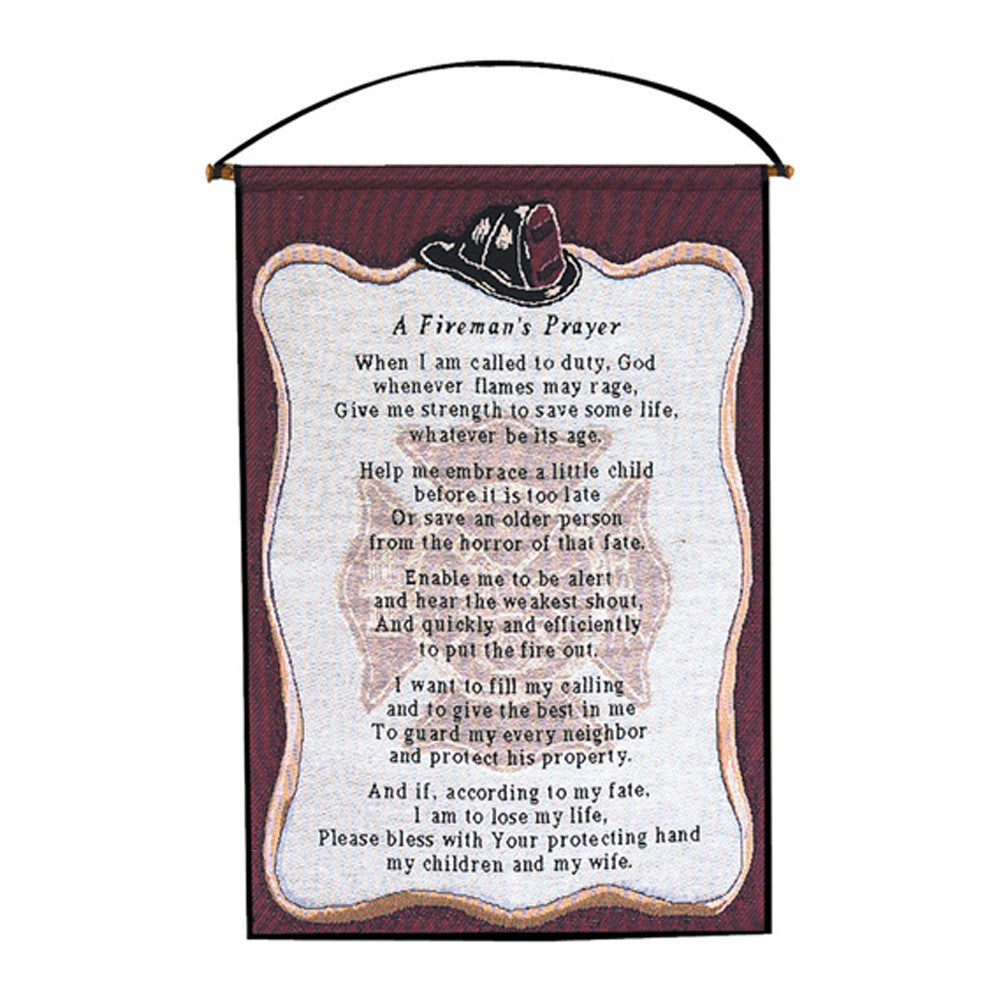 A Firemans Prayer Wall Hanging 17x25 inch Tapestry with hanger