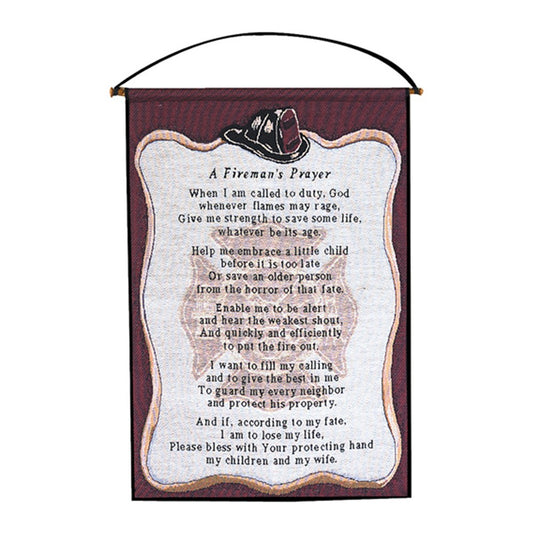 A Firemans Prayer Wall Hanging 17x25 inch Tapestry with hanger