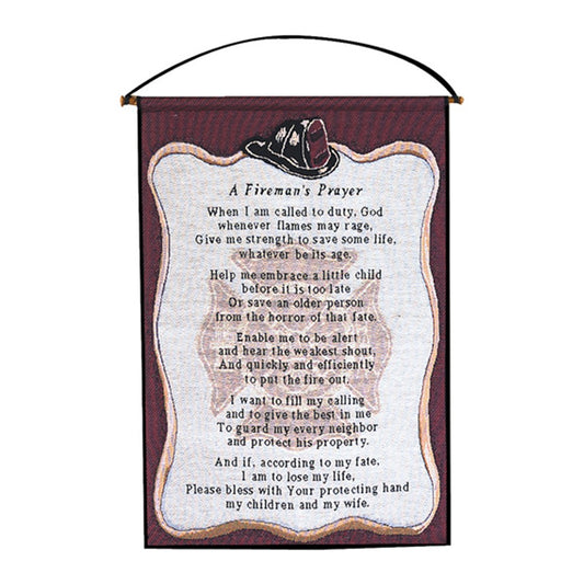 A Firemans Prayer Wall Hanging 17x25 inch Tapestry with hanger