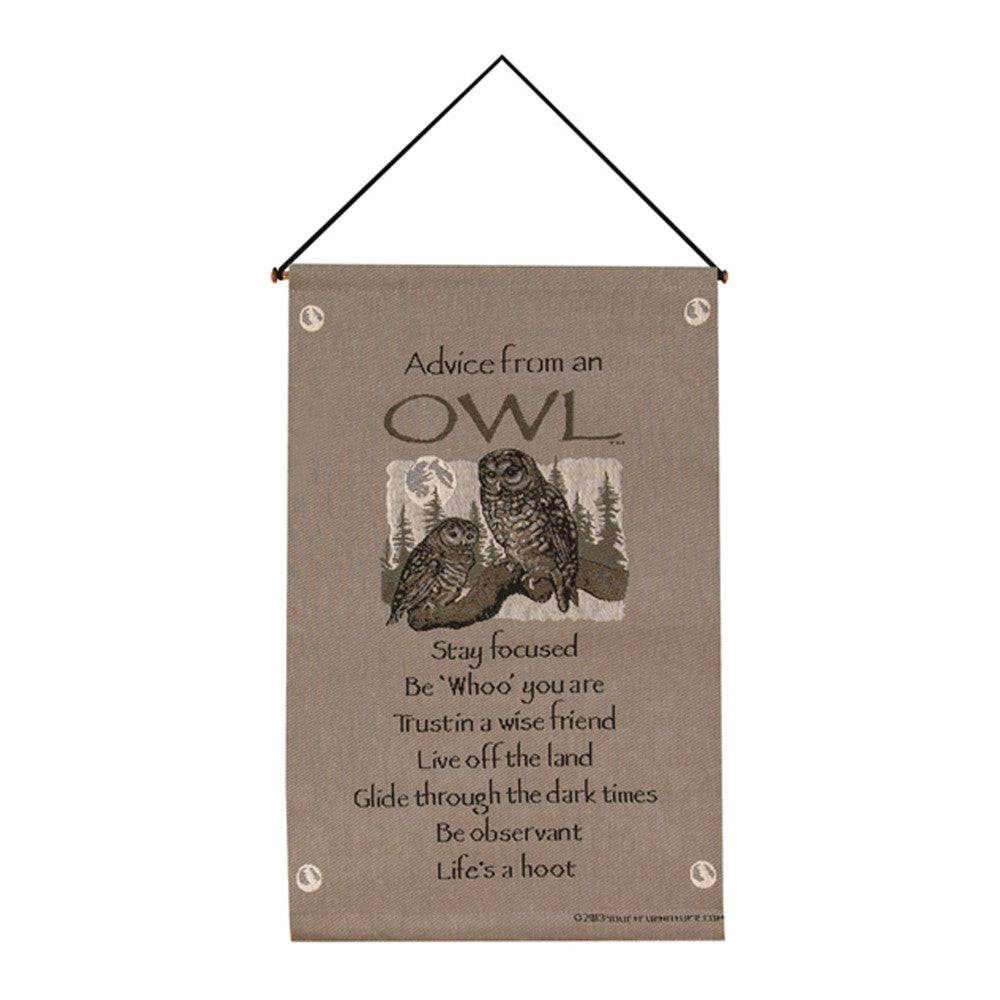 Advice From A Owl Wall Hanging 16x26 inch Tapestry with hanger