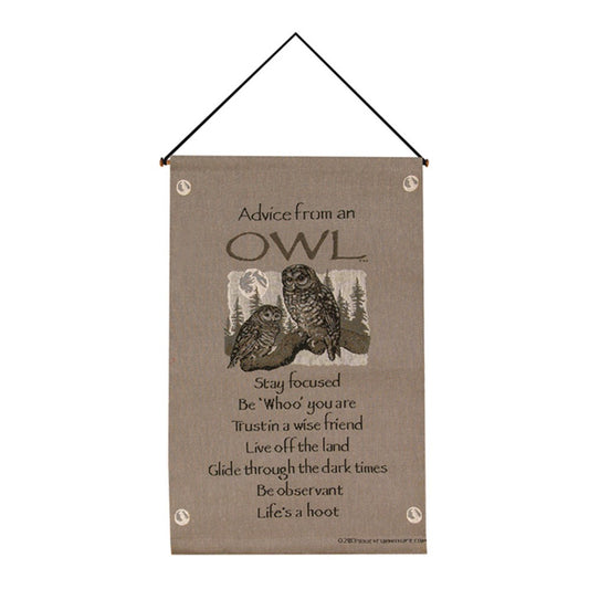 Advice From A Owl Wall Hanging 16x26 inch Tapestry with hanger