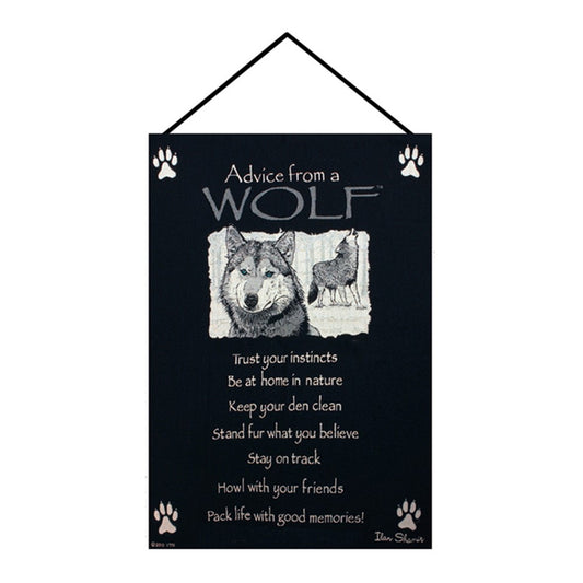 Advice From A Wolf Wall Hanging 17x26 inch Tapestry with hanger