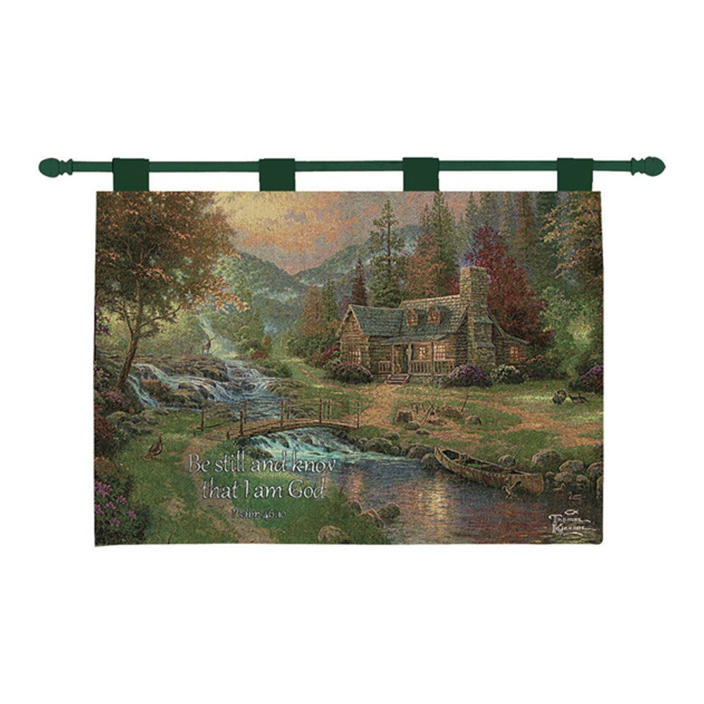 Thomas Kincade-Mountain Paradise Tapestry Wall Hanging 36x26 inch