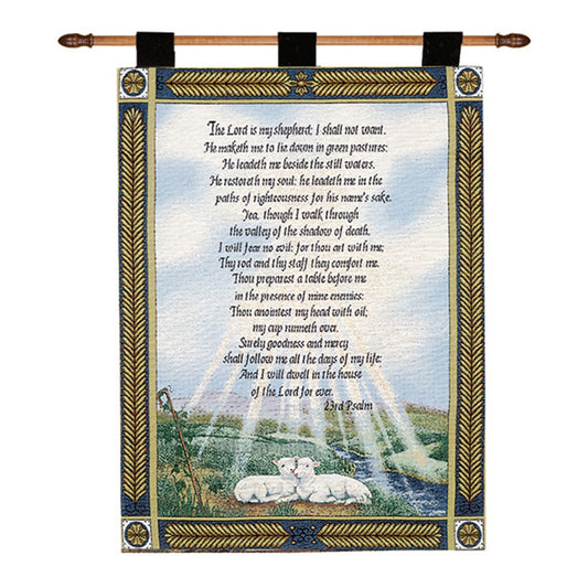 23rd Psalm Tapestry Wall Hanging 26x36 inch Tapestry with Wooden Rod