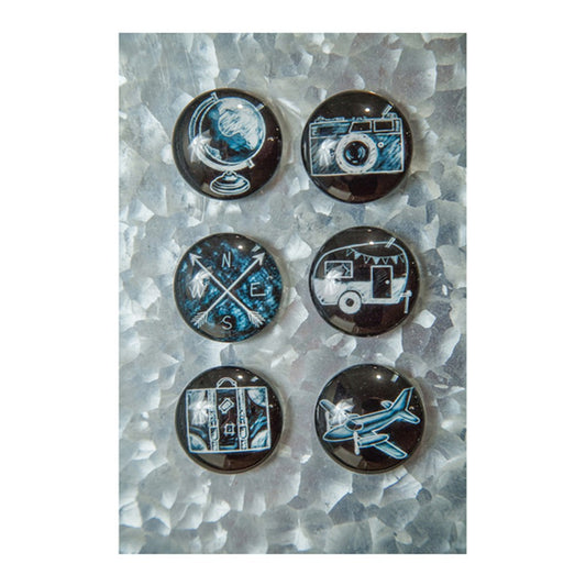 Traveler Glass Magnets Set of 6