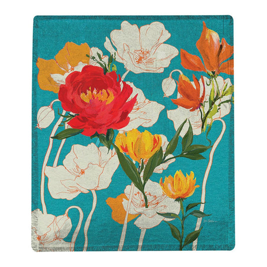 Peony And Poppies Poly Throw 50X60 Polyester Throw
