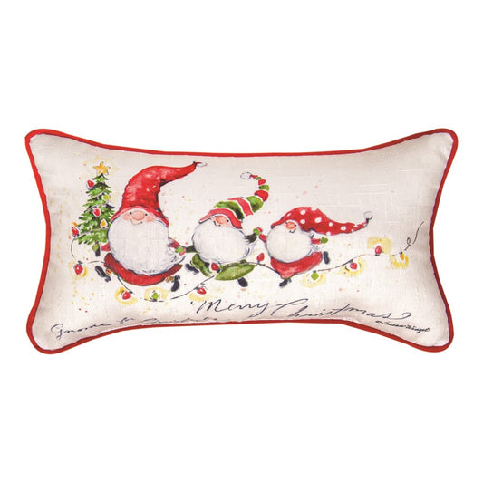 Gnome For Christmas Pillow 17x9"