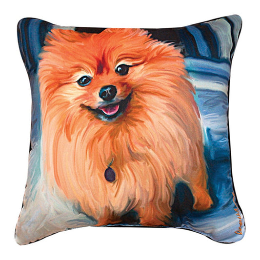 Blue Pom Pommeranian Pillow 18"