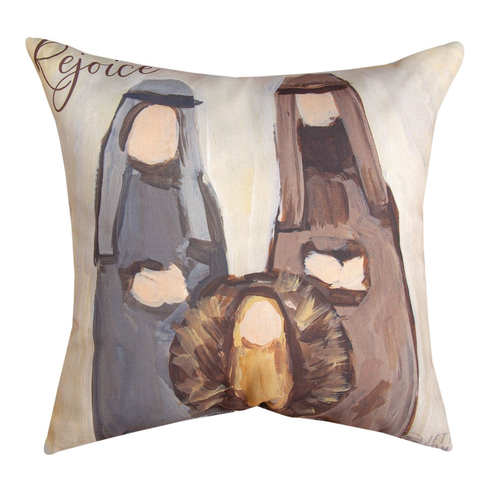 Nativity and Churches Come All Ye Climaweave Pillow 18" Indoor/Outdoor