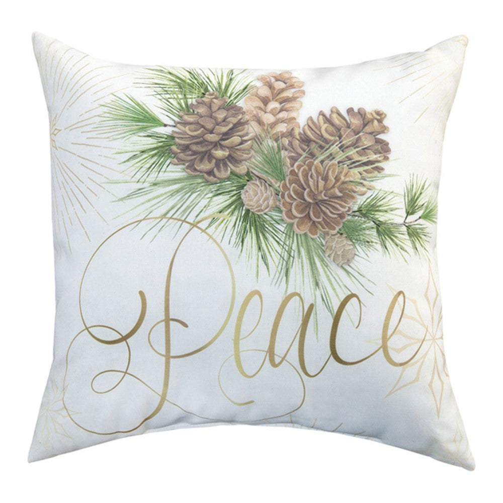 Winter Pine Peace Joy Pillow 18"