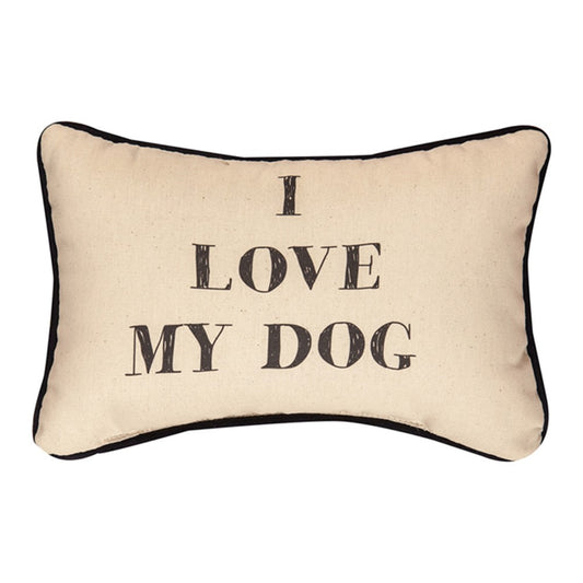 I Love My Dog Word Pillow 12.5x8 inch Pillow with Piping
