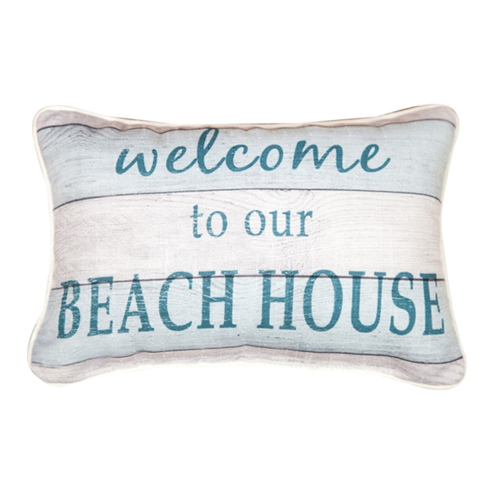 Welcome To Our Beach House Word Pillow 12.5x8 Inch