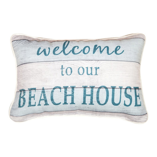Welcome To Our Beach House Word Pillow 12.5x8 Inch