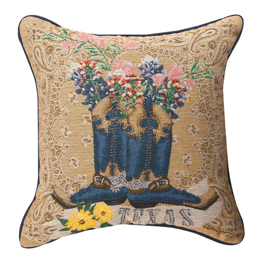 Texas Blue Bonnets Pillow 17" Tapestry Pillow