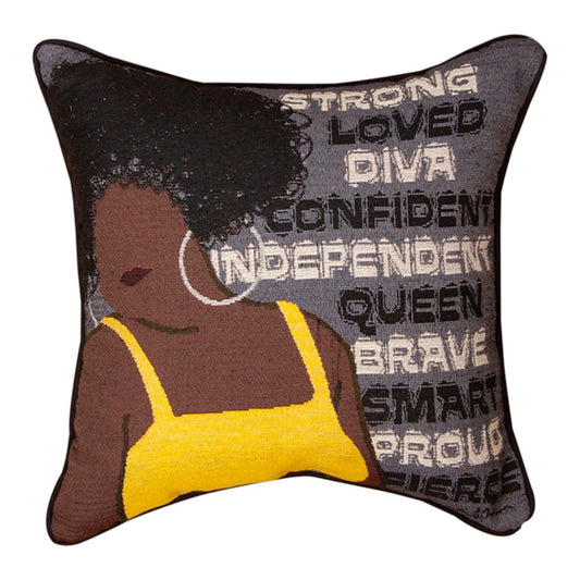Strong Loved Diva Woven Pillow 17" Tapestry Pillow