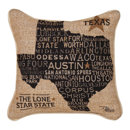 USA Texas Pillow 17" Tapestry Pillow with Piping