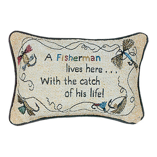 A Fisherman...His Life Word Pillow 12.5x8"