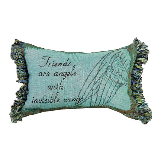 Friends Are Angels Word Pillow 12.5x8" Tapestry Pillow with Fringe