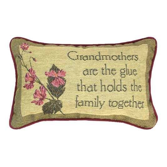 Grandmothers Are The Glue... Word Pillow 12.5x8 inch Tapestry Pillow with Piping
