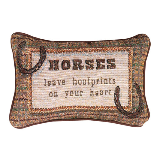 Horses Leave Hoofprints on your Heart Word Pillow 12.5x8 in Tapestry Pillow