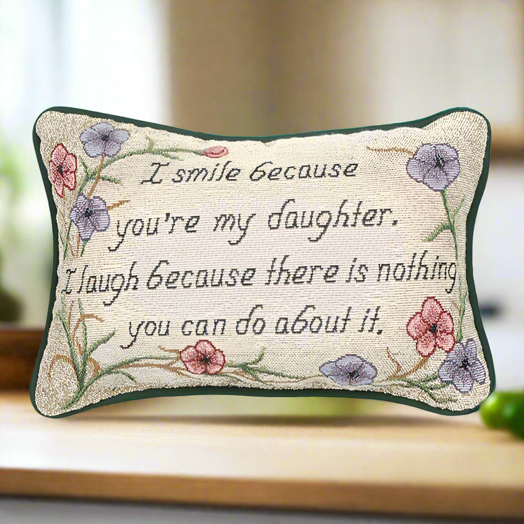 I Smile Because...Daughter Word Pillow 12.5x8 inch Tapestry Pillow