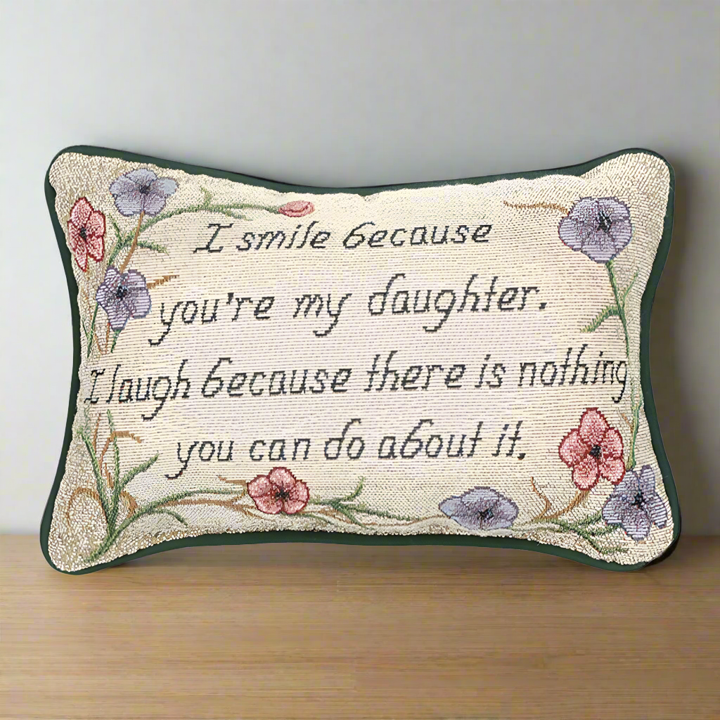 I Smile Because...Daughter Word Pillow 12.5x8 inch Tapestry Pillow