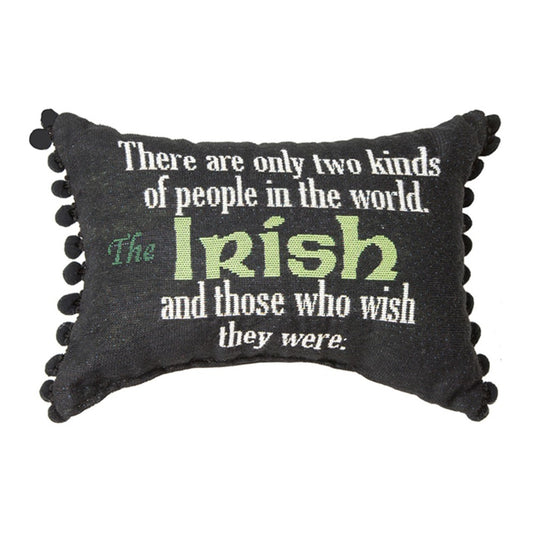 Irish Shenanigans Word Pillow 12.5x8 inch Tapestry Pillow with Pom Poms