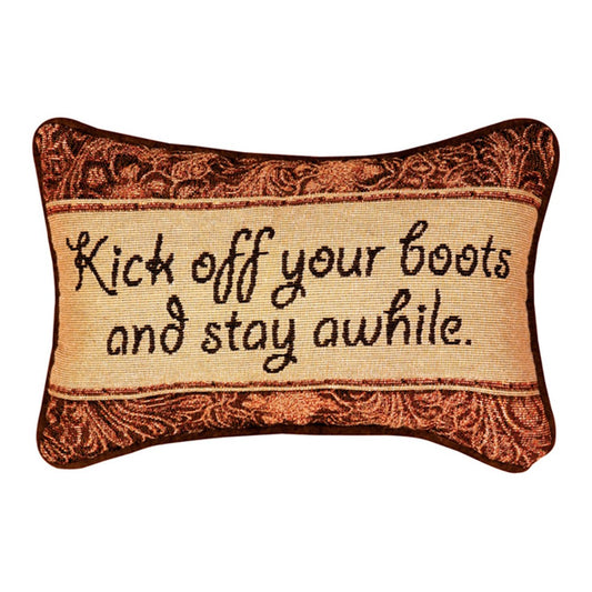 Kick off Your Boots Word Pillow 12.5x8 inch Tapestry Pillow