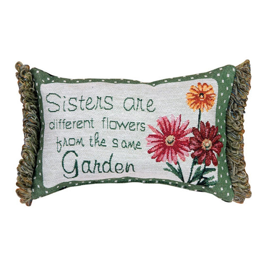 Sisters are different flowers From Same Garden Word Pillow 12.5x8 inch Tapestry