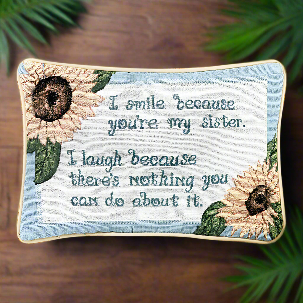 Smile Because... Word Pillow 12.5x8 inch Woven Pillow