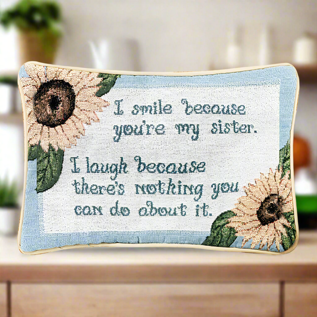 Smile Because... Word Pillow 12.5x8 inch Woven Pillow