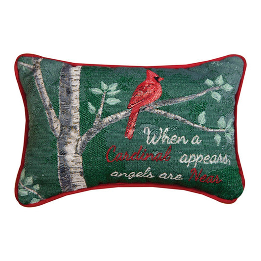 When A Cardinal Appears Word Pillow 12.5x8 inch Tapestry Pillow with Piping