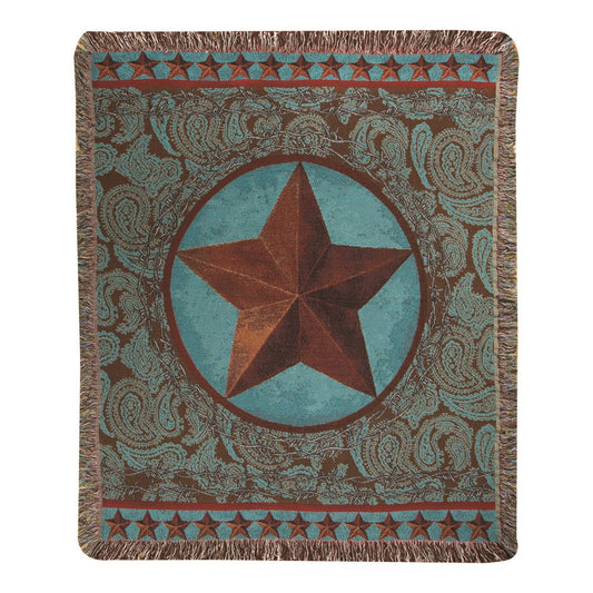 Western Star Red Tapestry Throw -50X60 Woven Throw