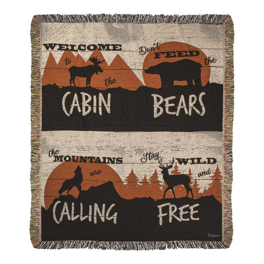 Cabin Life Tapestry Throw 50X60 Woven Throw