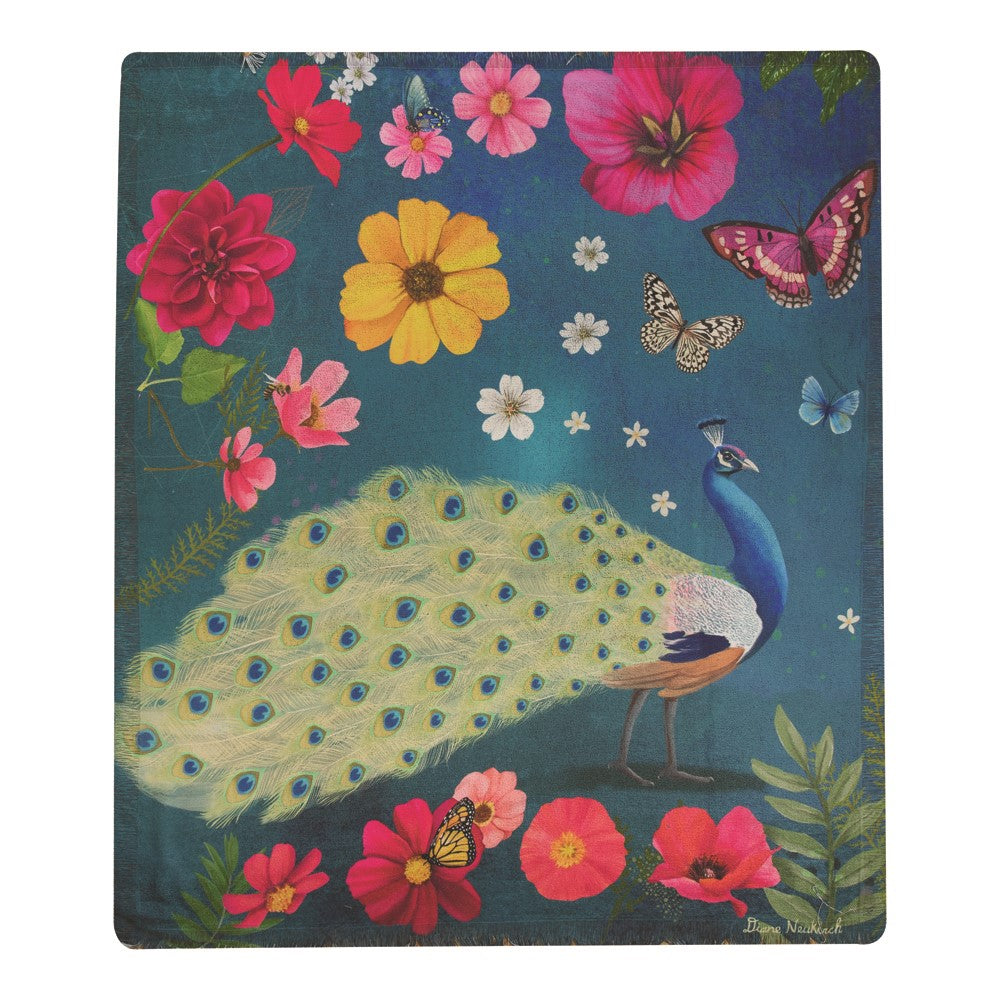 Peacock Garden Poly Throw  50X60 Polyester Throw