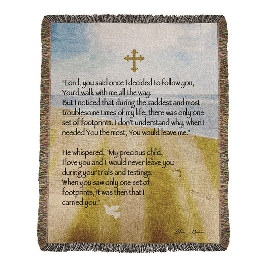 Footprints-Walk With Me 50x60 Woven Tapestry Throw