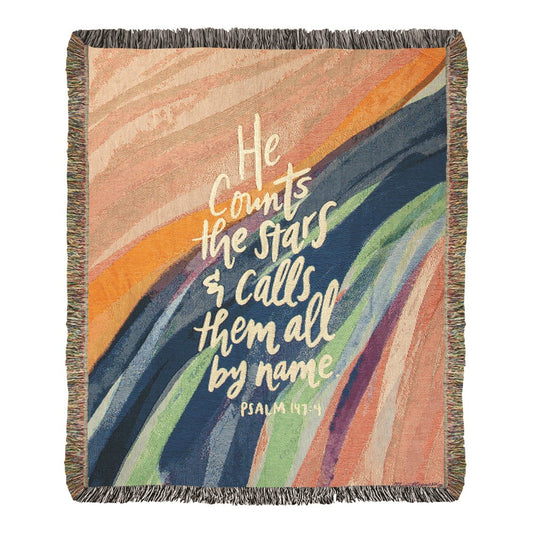 He Counts The Stars Tapestry Throw 50X60 Woven Throw