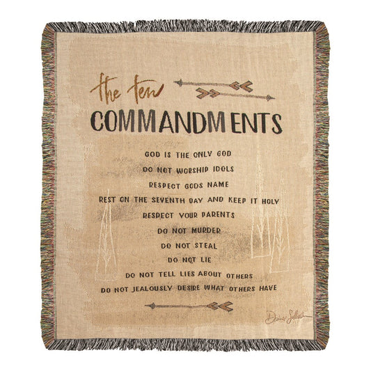 Ten Commandments -Brown Tapestry Throw 50x60 Woven Throw