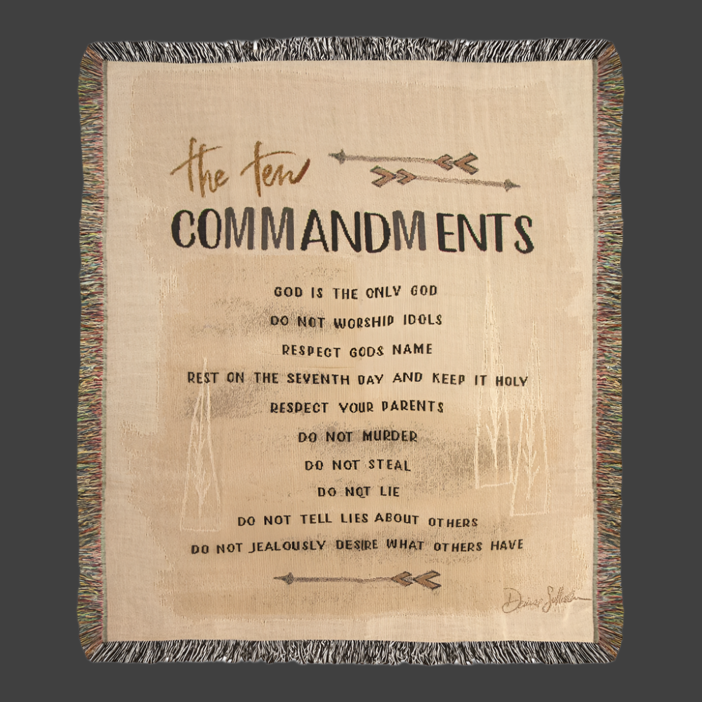 Ten Commandments -Brown Tapestry Throw 50x60 Woven Throw