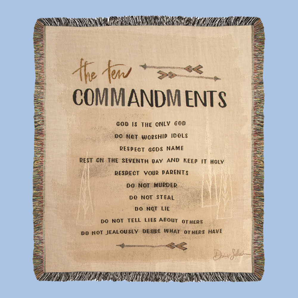 Ten Commandments -Brown Tapestry Throw 50x60 Woven Throw