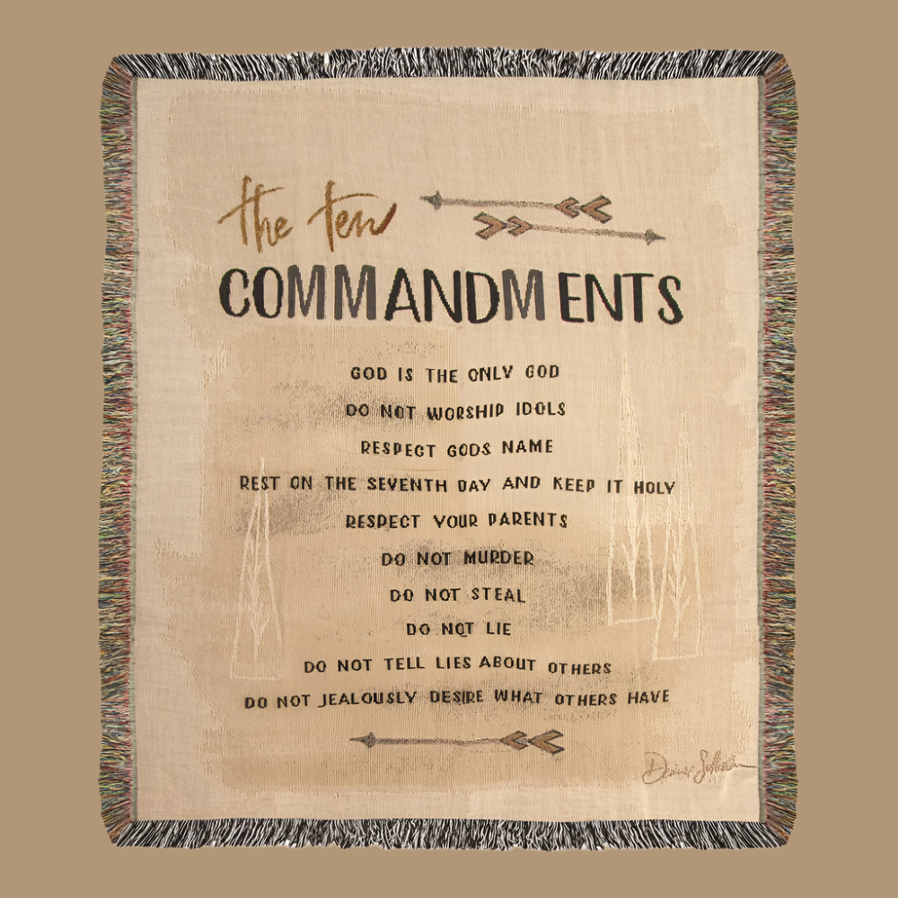 Ten Commandments -Brown Tapestry Throw 50x60 Woven Throw