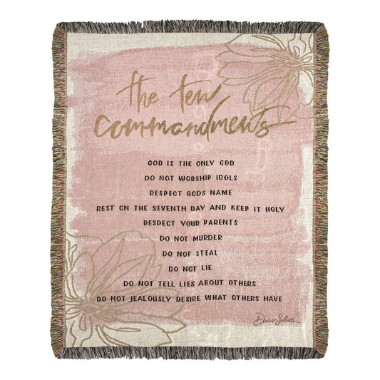Ten Commandments-Pink-Tapestry Throw 50x60