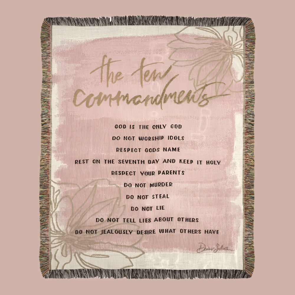 Ten Commandments-Pink-Tapestry Throw 50x60