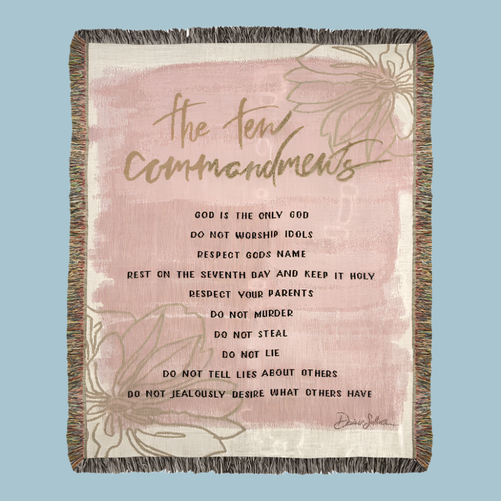 Ten Commandments-Pink-Tapestry Throw 50x60
